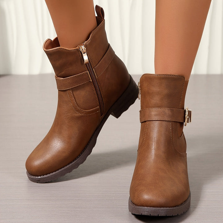 Britta | Women's Western Buckle Ankle Boot - Brown - Image 5