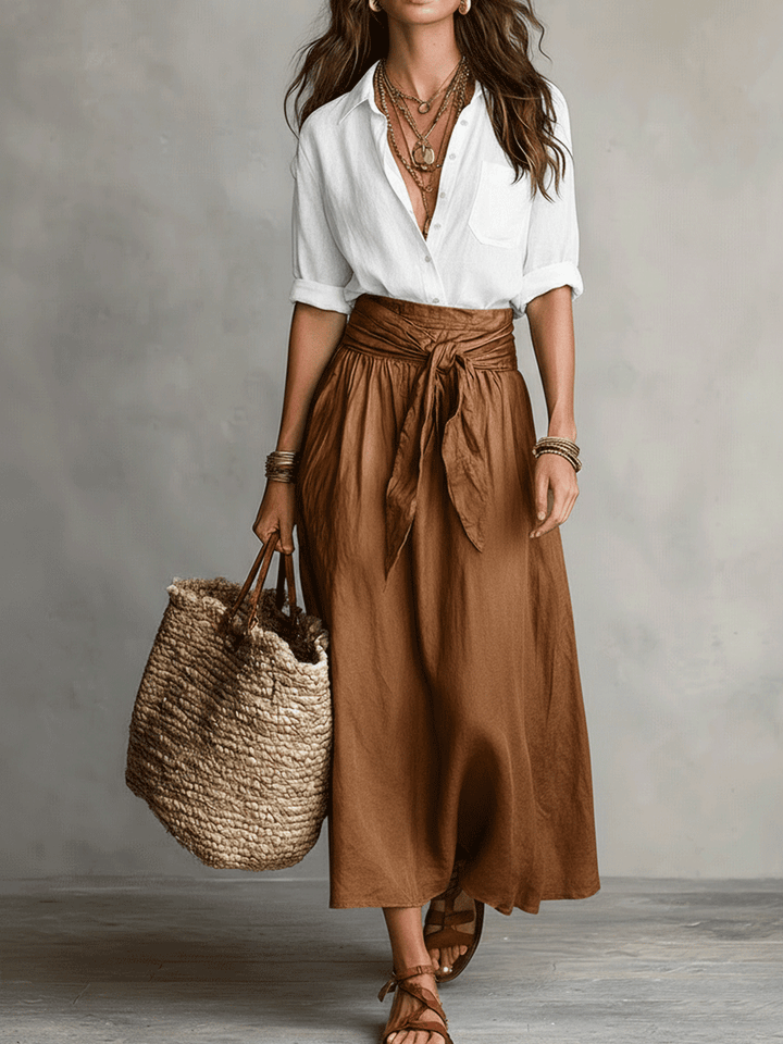 Calista | Women's Boho High Waist Flowy Midi Skirt Set - Image 3