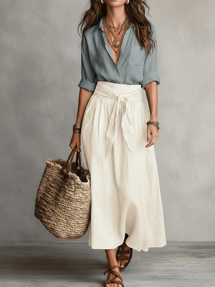 Calista | Women's Boho High Waist Flowy Midi Skirt Set - Image 4