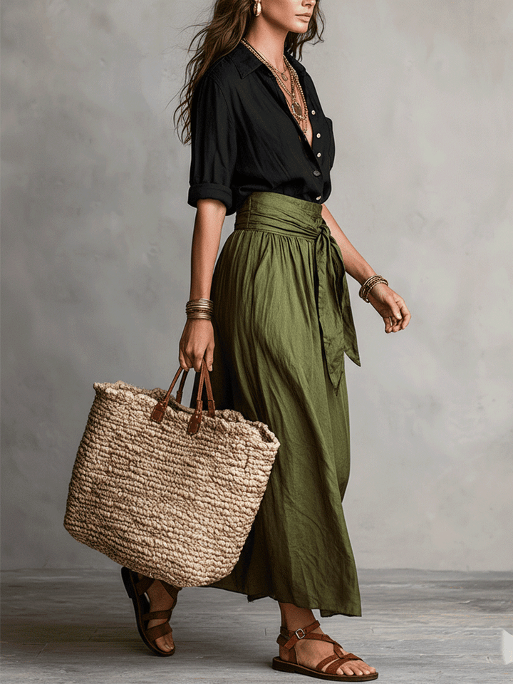 Calista | Women's Boho High Waist Flowy Midi Skirt Set - Image 6