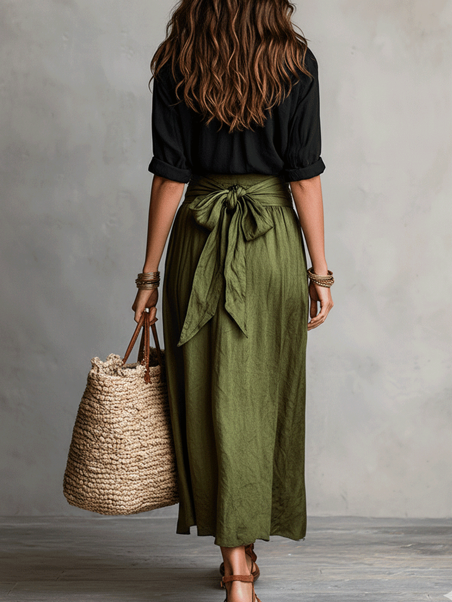 Calista | Women's Boho High Waist Flowy Midi Skirt Set - Image 7