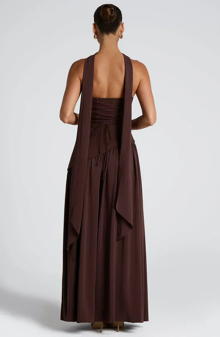 Calixta | Women's Strapless High Slit Formal Maxi Dress - Yellow - Image 14