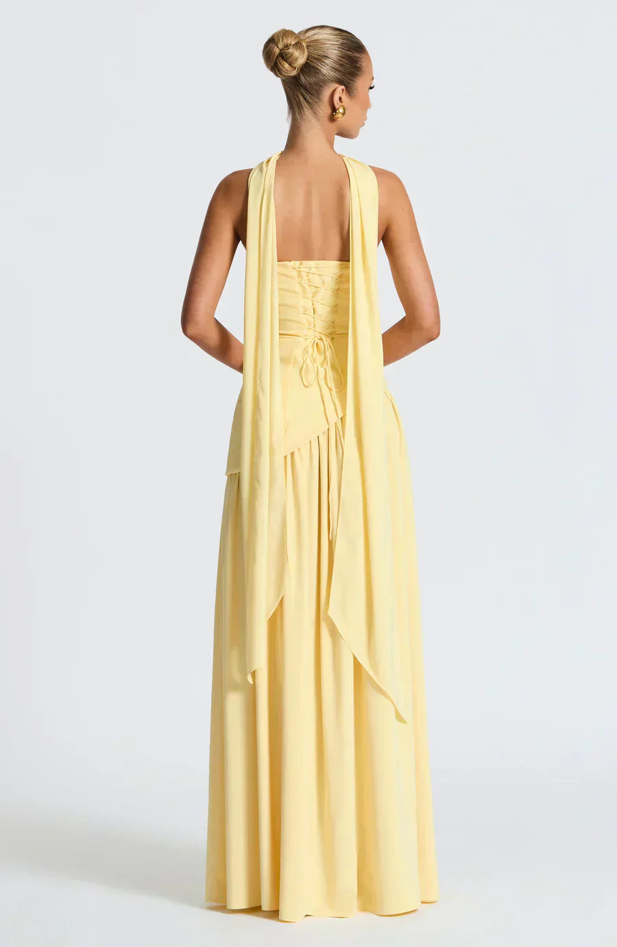 Calixta | Women's Strapless High Slit Formal Maxi Dress - Yellow - Image 2