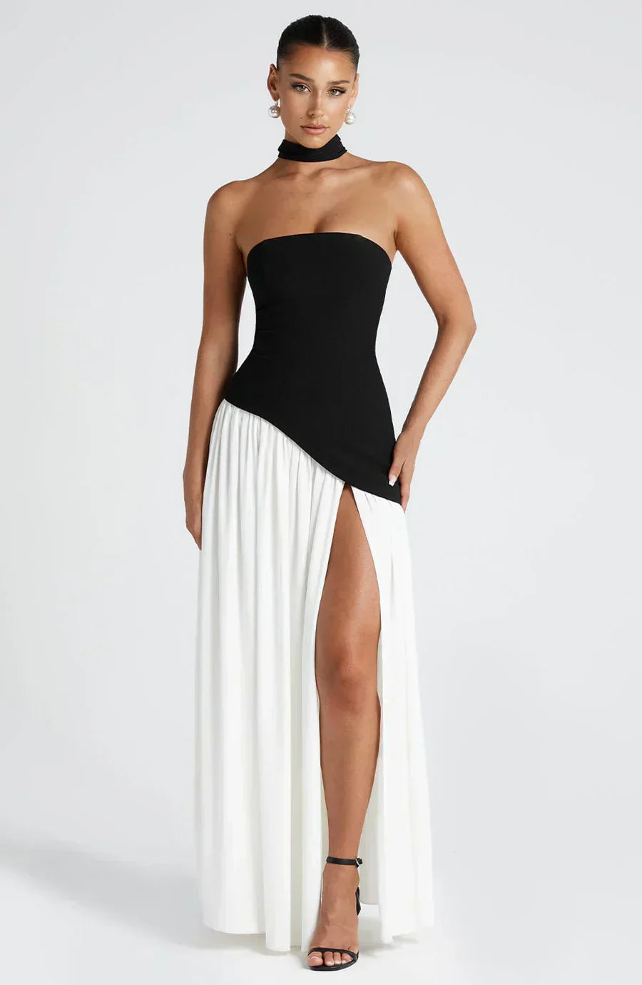 Calixta | Women's Strapless High Slit Formal Maxi Dress - Yellow - Image 4