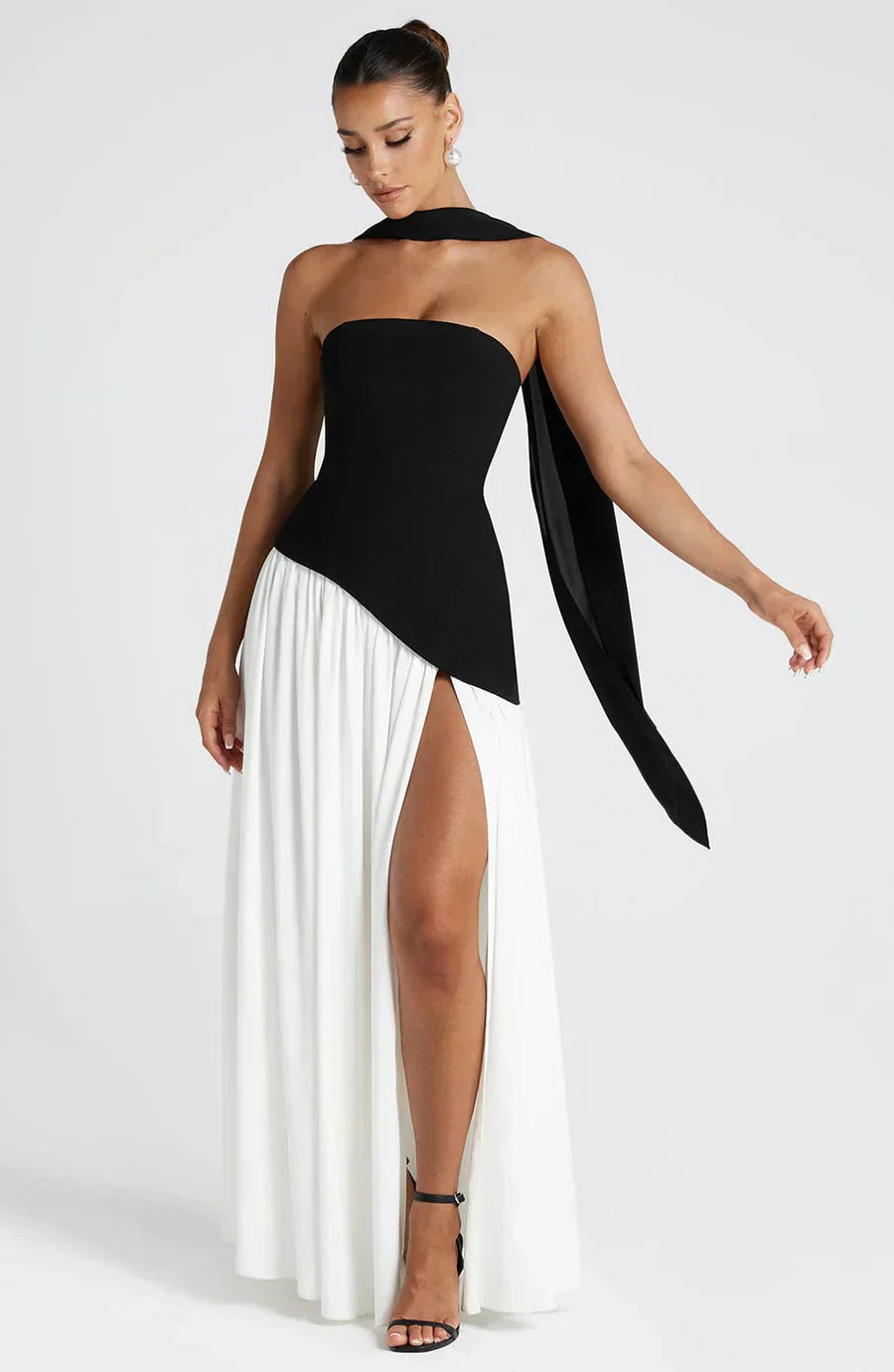 Calixta | Women's Strapless High Slit Formal Maxi Dress - Yellow - Image 5