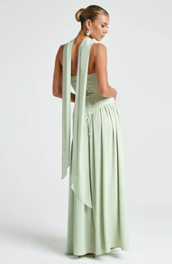 Calixta | Women's Strapless High Slit Formal Maxi Dress - Yellow - Image 9
