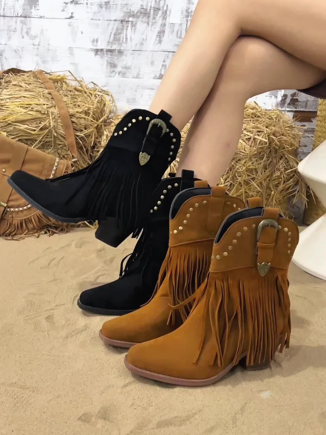 Calla | Women's Wide Calf Western Fringe Cowboy Boots - Camel - Image 13