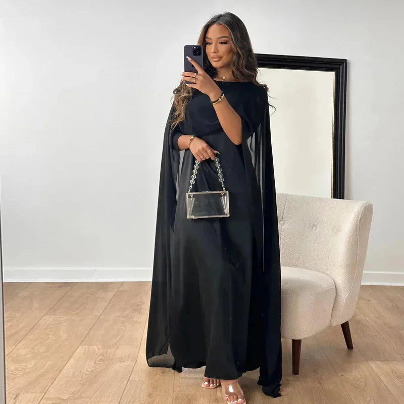 Calloway | Women's Cape Sleeve Maxi Dress Wedding Guest - Champagne - Image 3