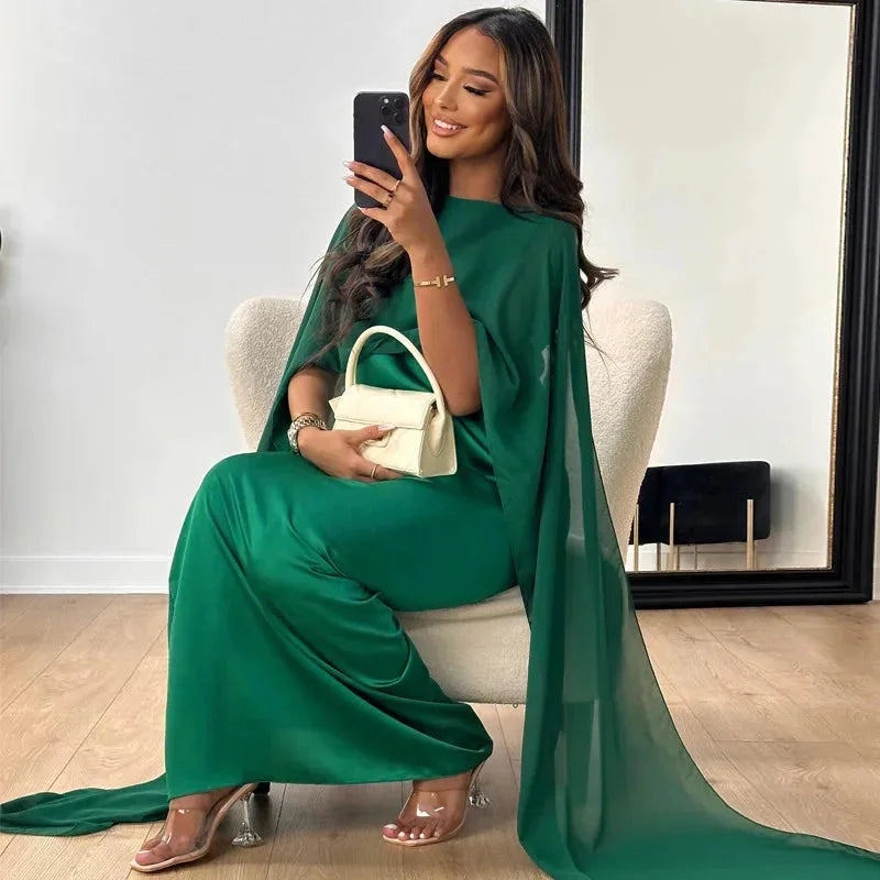 Calloway | Women's Cape Sleeve Maxi Dress Wedding Guest - Champagne - Image 5