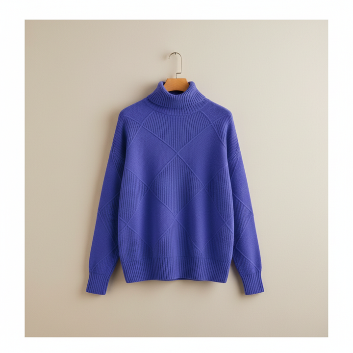 Calloway | Women's Diamond Knit Turtleneck Sweater - Yellow - Image 11