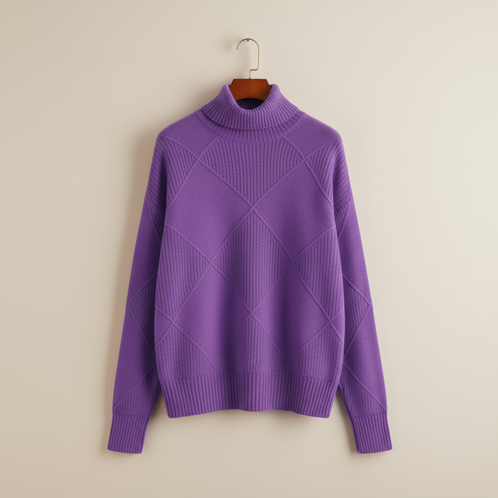 Calloway | Women's Diamond Knit Turtleneck Sweater - Yellow - Image 12