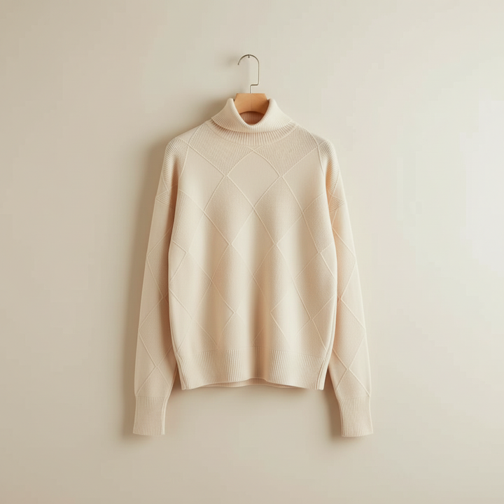 Calloway | Women's Diamond Knit Turtleneck Sweater - Yellow - Image 14