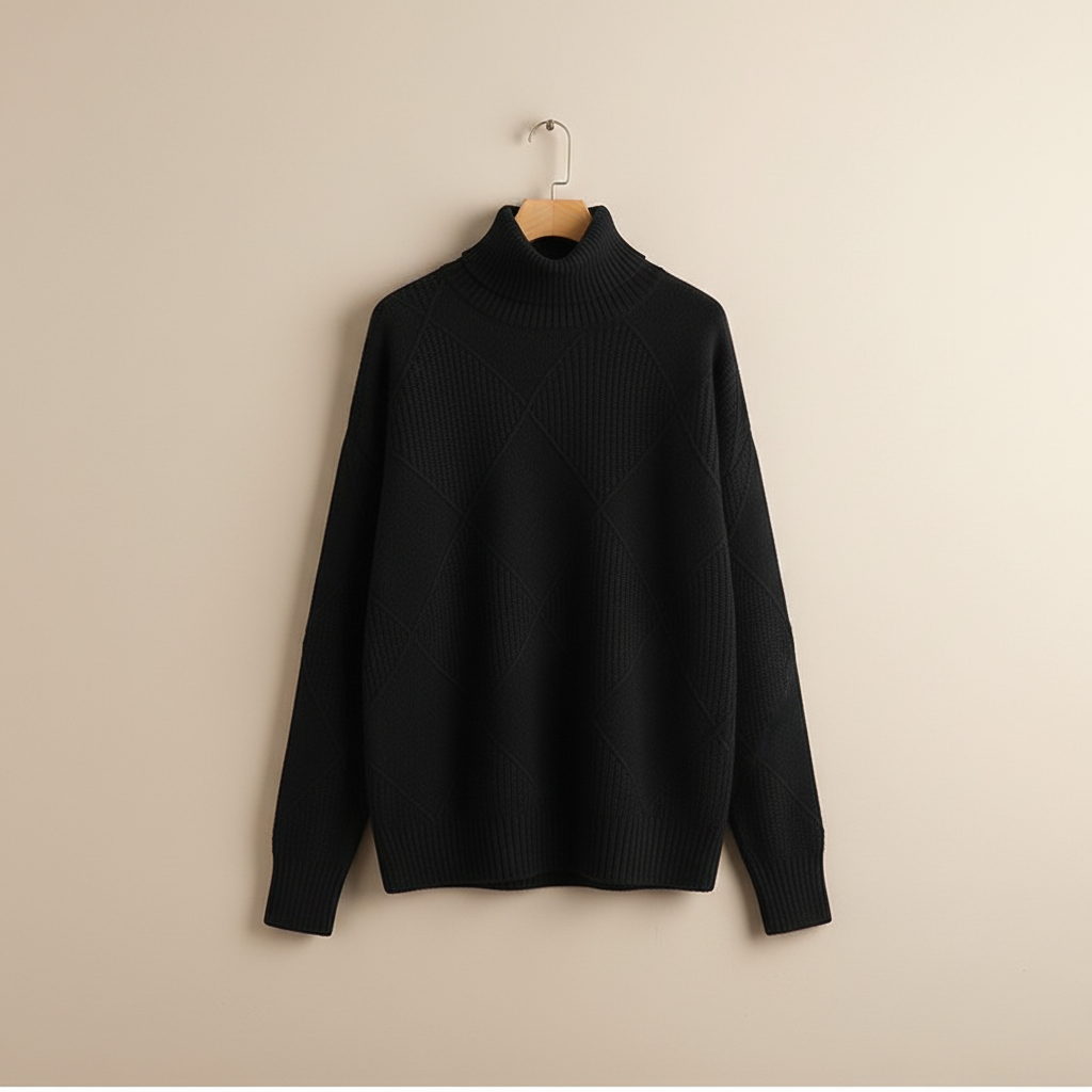 Calloway | Women's Diamond Knit Turtleneck Sweater - Yellow - Image 5