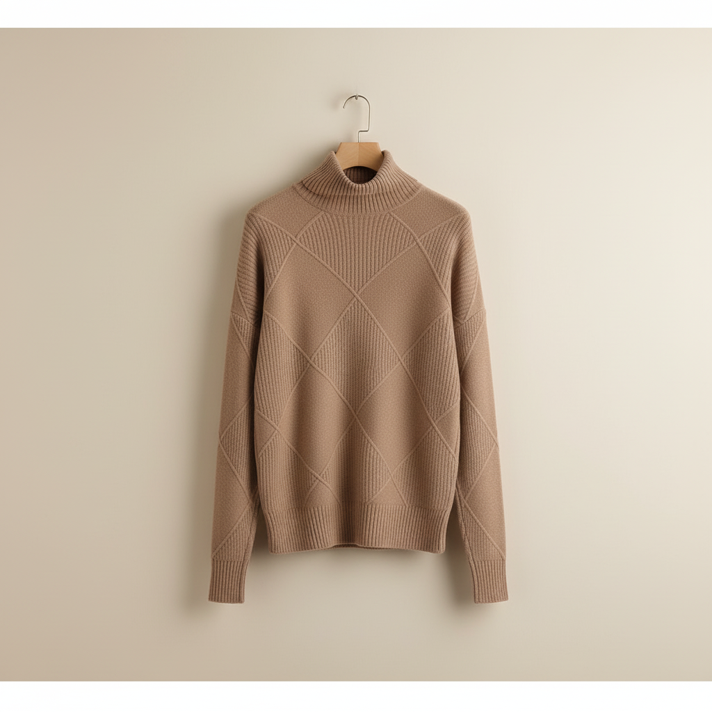 Calloway | Women's Diamond Knit Turtleneck Sweater - Yellow - Image 6