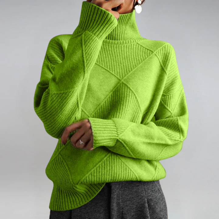 Catrielle | Women's Turtleneck Pullover Sweater - Hot Pink - Image 10
