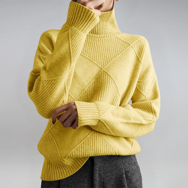 Catrielle | Women's Turtleneck Pullover Sweater - Hot Pink - Image 5