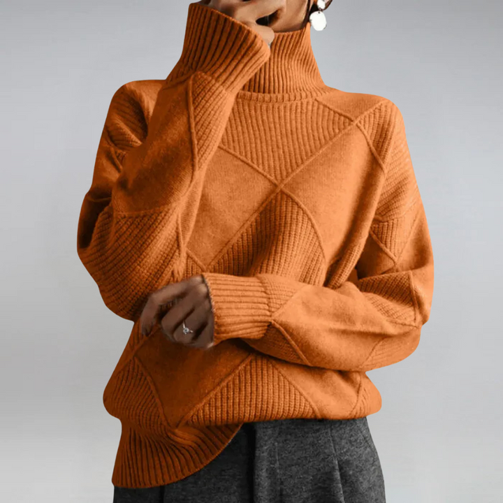 Catrielle | Women's Turtleneck Pullover Sweater - Hot Pink - Image 6