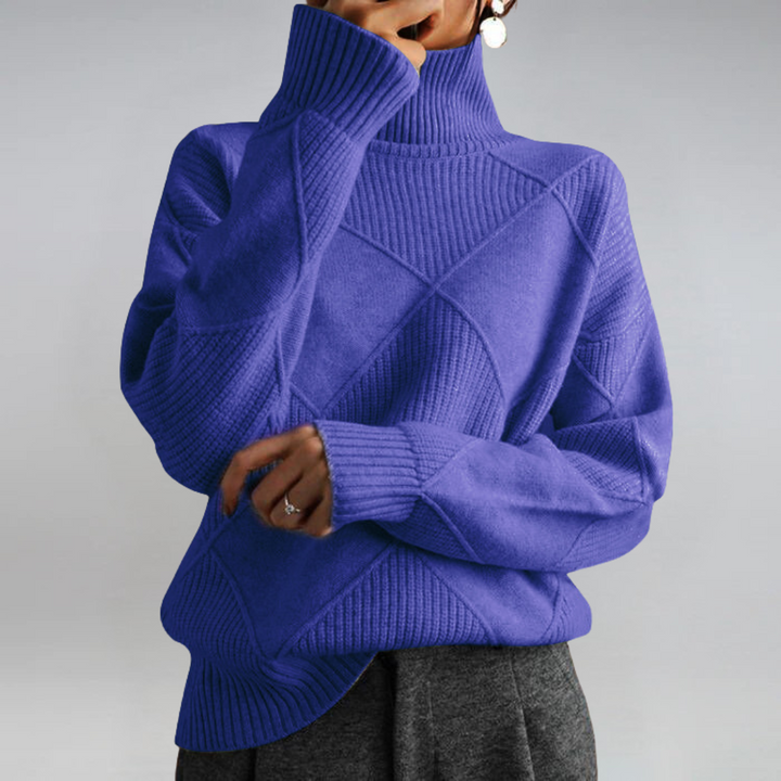 Catrielle | Women's Turtleneck Pullover Sweater - Hot Pink - Image 8
