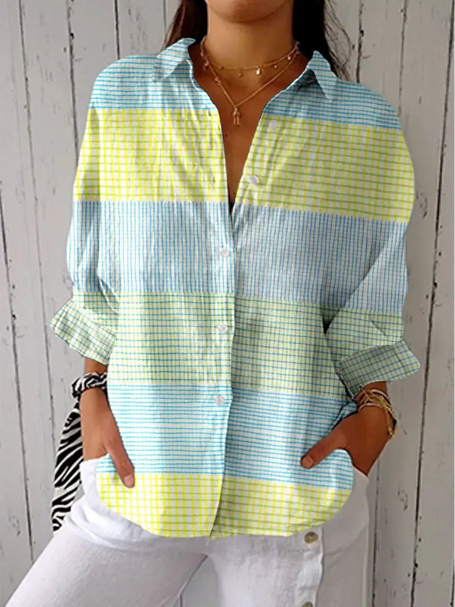 Cecily | Women's Plaid Button Down Long Sleeve Shirt - Image 1