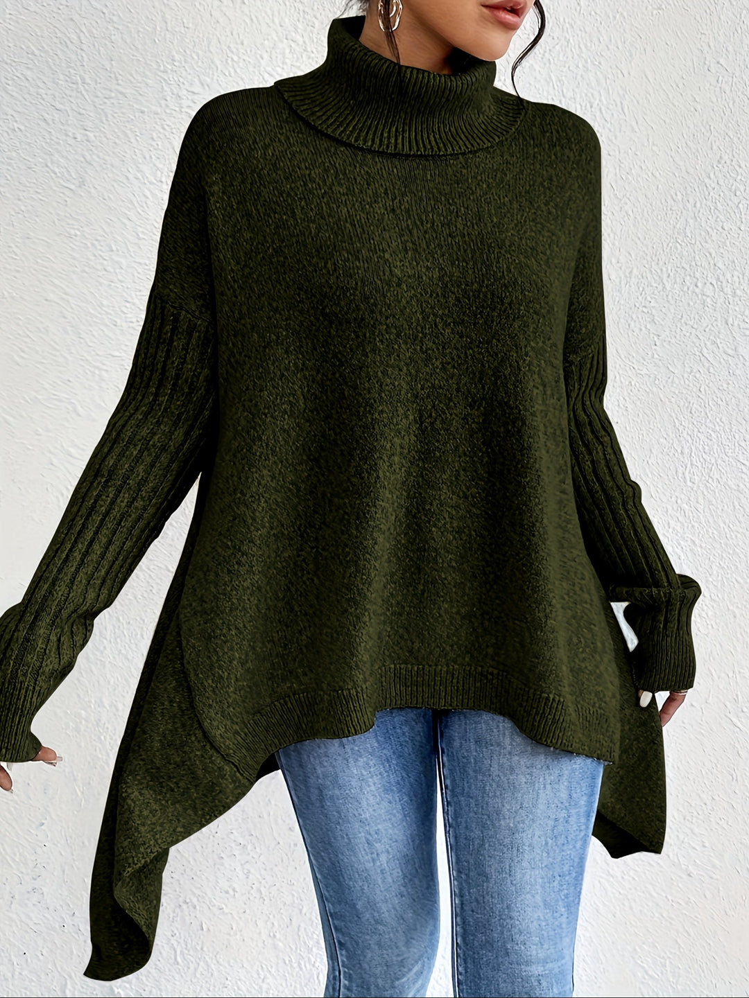 Celestia | Women's Turtleneck Oversized Sweater - Blue - Image 10