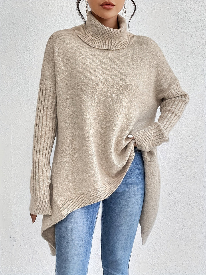 Celestia | Women's Turtleneck Oversized Sweater - Blue - Image 13