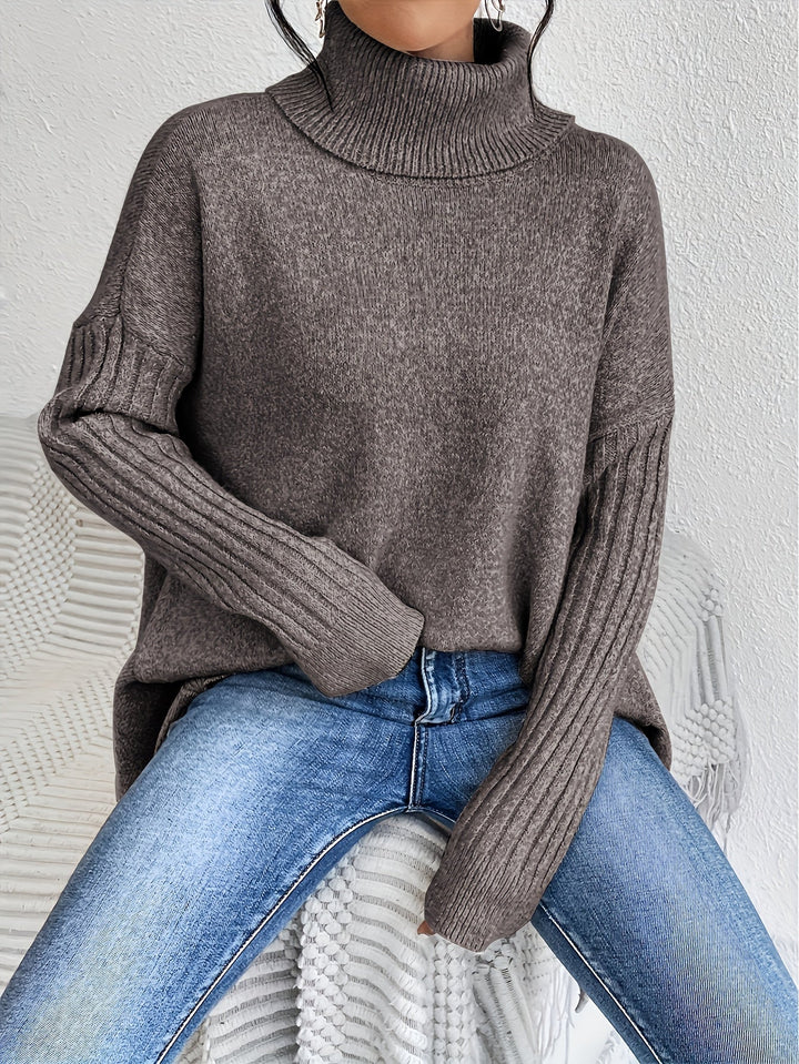 Celestia | Women's Turtleneck Oversized Sweater - Blue - Image 14