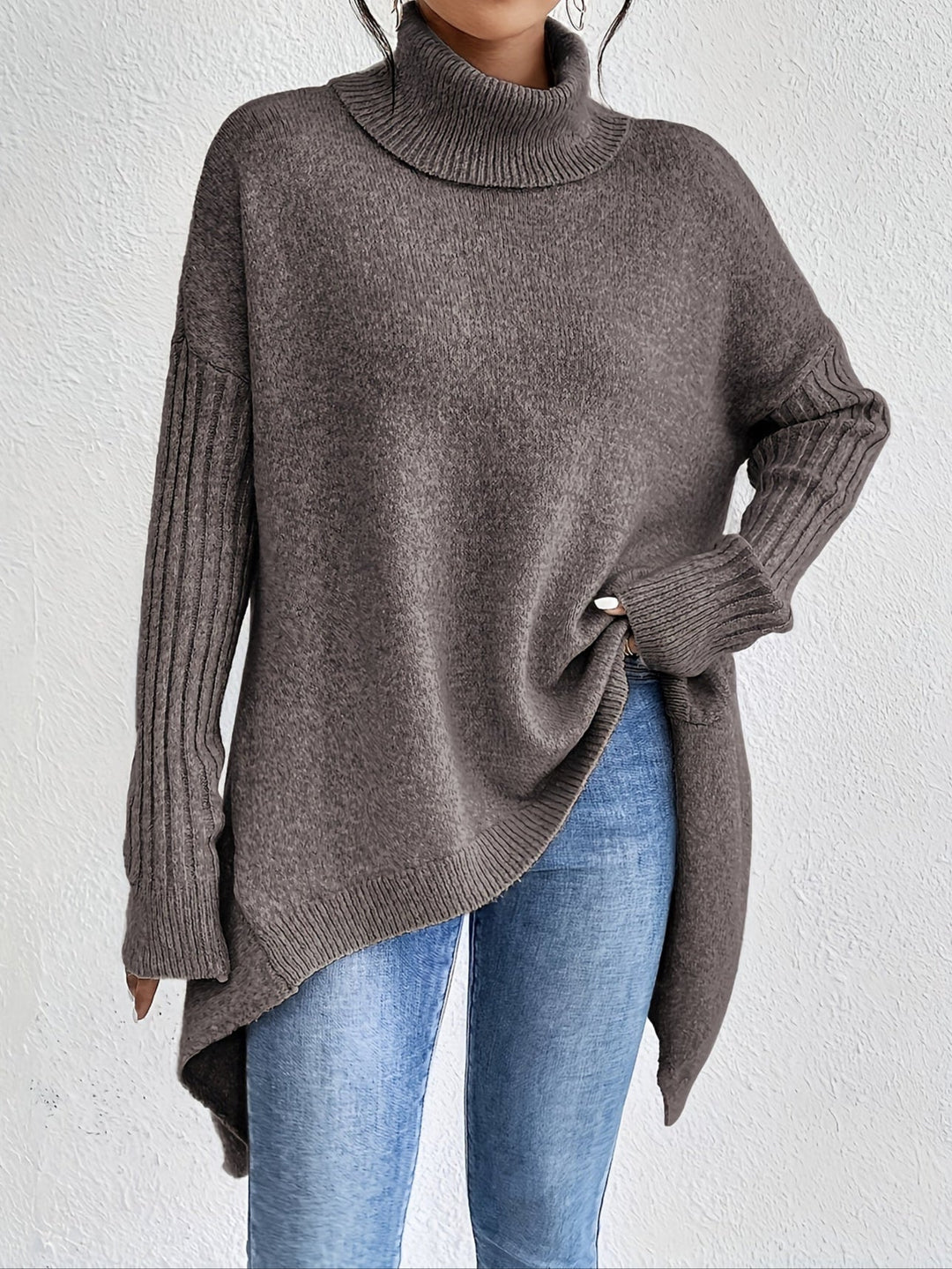 Celestia | Women's Turtleneck Oversized Sweater - Blue - Image 2