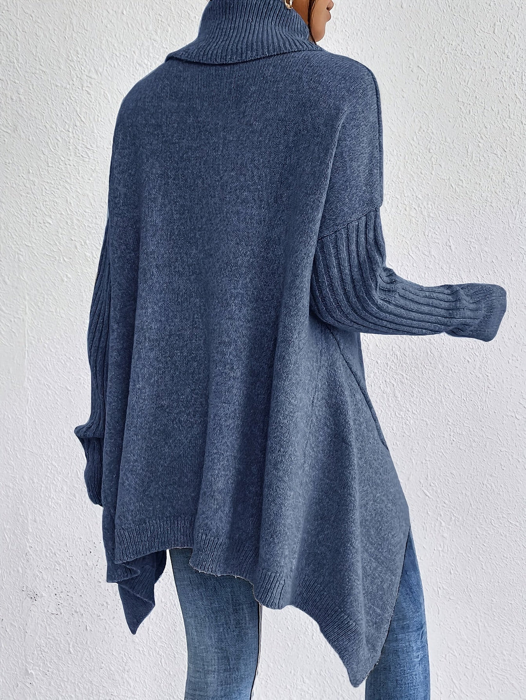 Celestia | Women's Turtleneck Oversized Sweater - Blue - Image 22