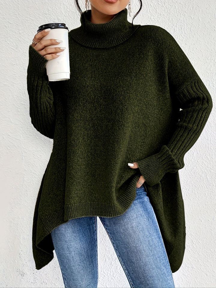 Celestia | Women's Turtleneck Oversized Sweater - Blue - Image 23