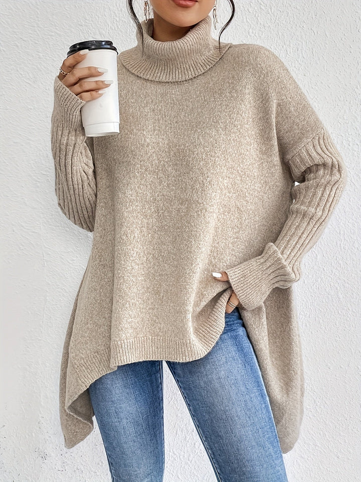 Celestia | Women's Turtleneck Oversized Sweater - Blue - Image 24