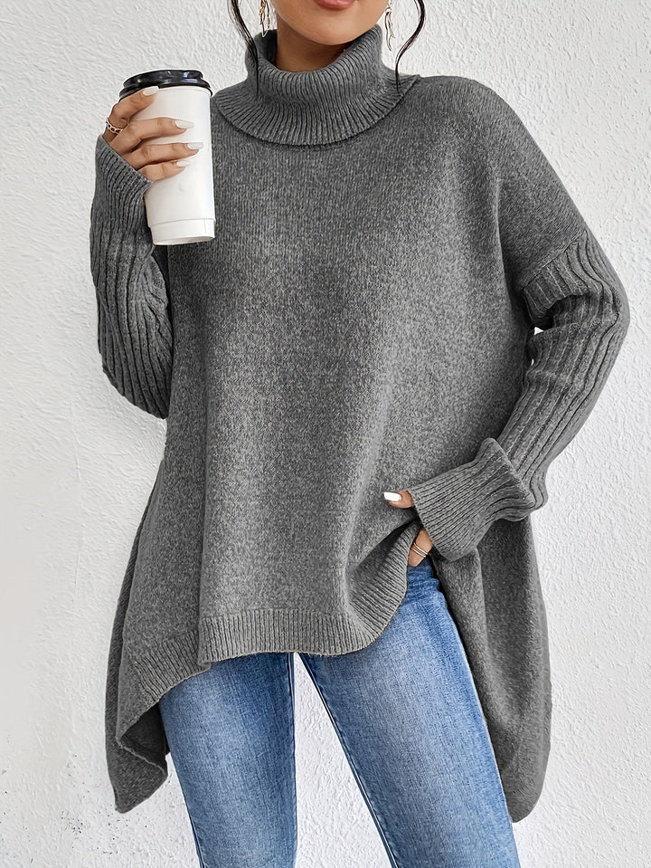 Celestia | Women's Turtleneck Oversized Sweater - Blue - Image 25
