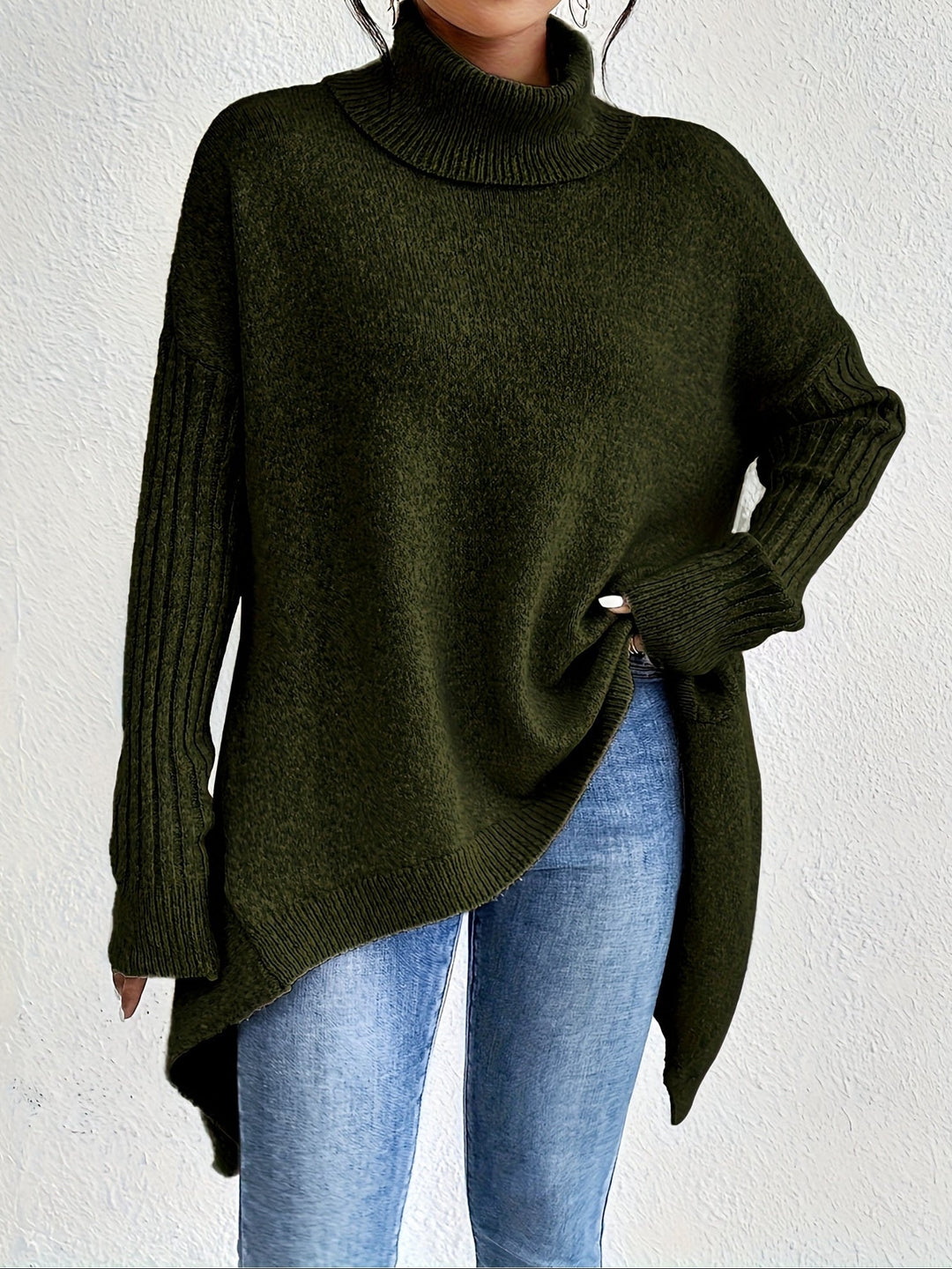 Celestia | Women's Turtleneck Oversized Sweater - Blue - Image 5