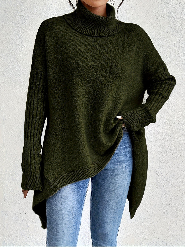 Celestia | Women's Turtleneck Oversized Sweater - Blue - Image 5