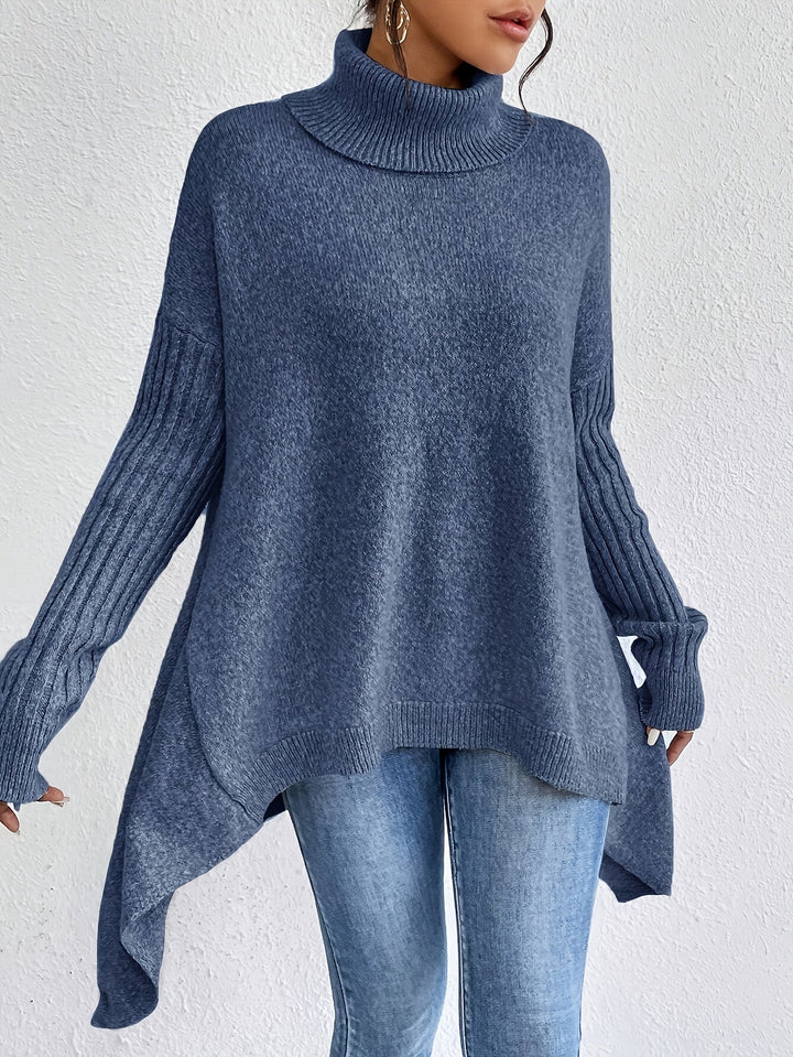 Celestia | Women's Turtleneck Oversized Sweater - Blue - Image 6