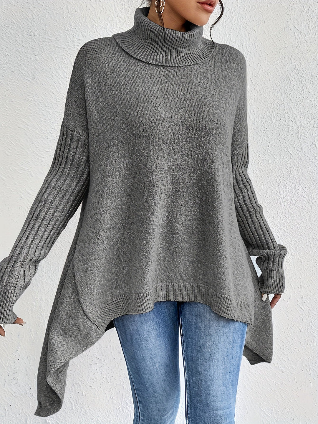 Celestia | Women's Turtleneck Oversized Sweater - Blue - Image 7