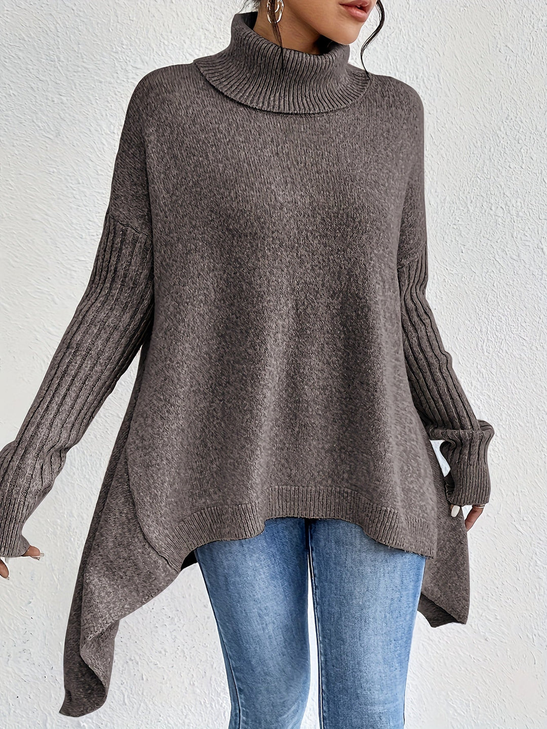 Celestia | Women's Turtleneck Oversized Sweater - Blue - Image 8