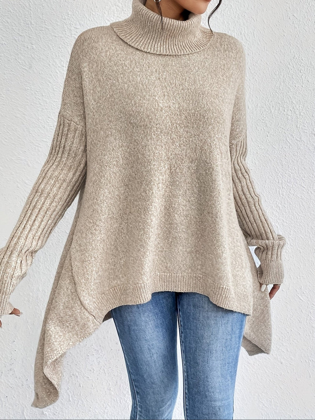 Celestia | Women's Turtleneck Oversized Sweater - Blue - Image 9