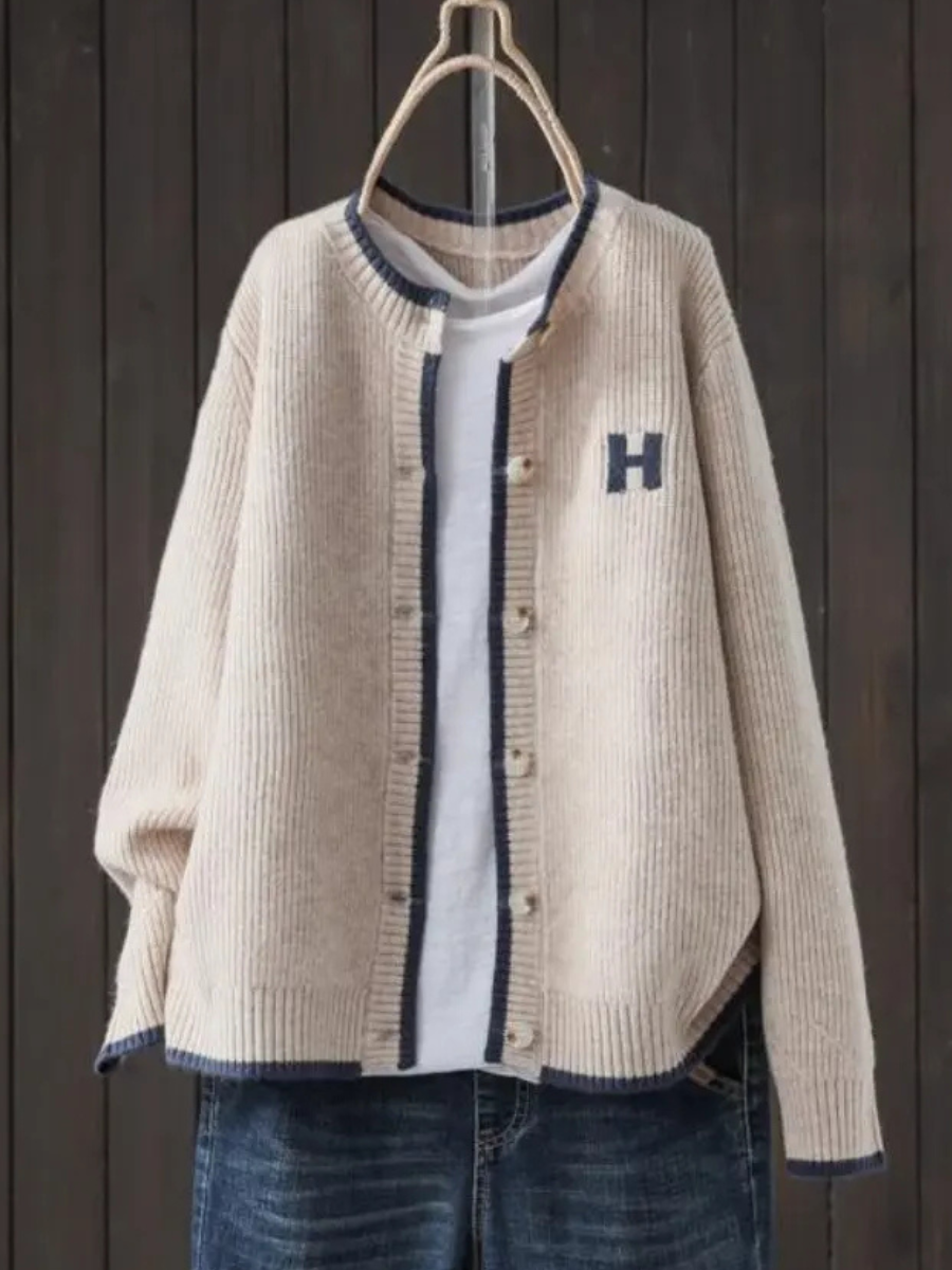 Colveth | Women's Oversized Button-Front Cardigan Sweater - Cream - Image 1