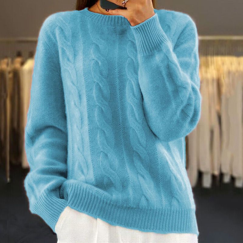 Corabel | Women's Cable Knit Pullover Sweater - Cream - Image 4