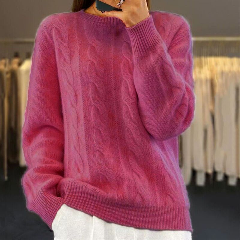Corabel | Women's Cable Knit Pullover Sweater - Cream - Image 5