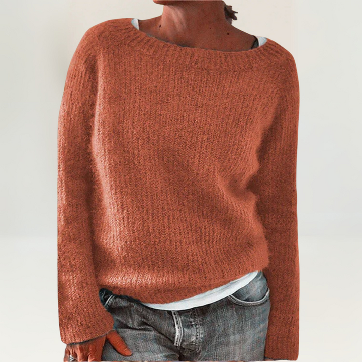 Coralie | Women's Relaxed Fit Knit Pullover Sweater - Orange - Image 1
