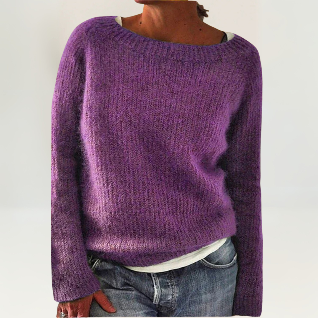 Coralie | Women's Relaxed Fit Knit Pullover Sweater - Orange - Image 2