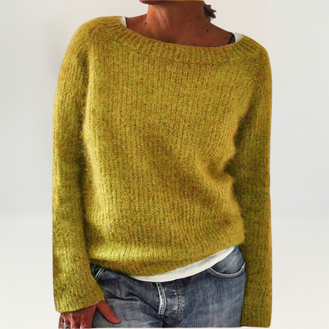 Coralie | Women's Relaxed Fit Knit Pullover Sweater - Orange - Image 3