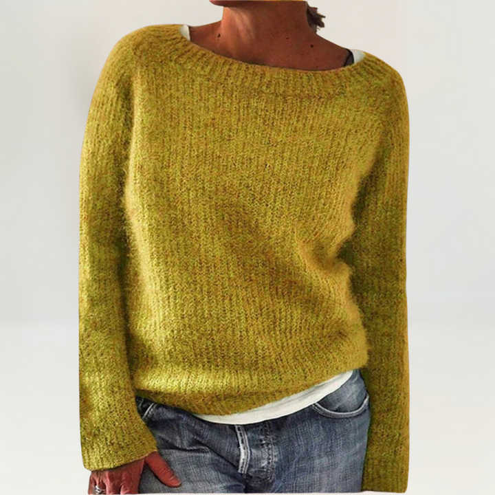 Coralie | Women's Relaxed Fit Knit Pullover Sweater - Orange - Image 3