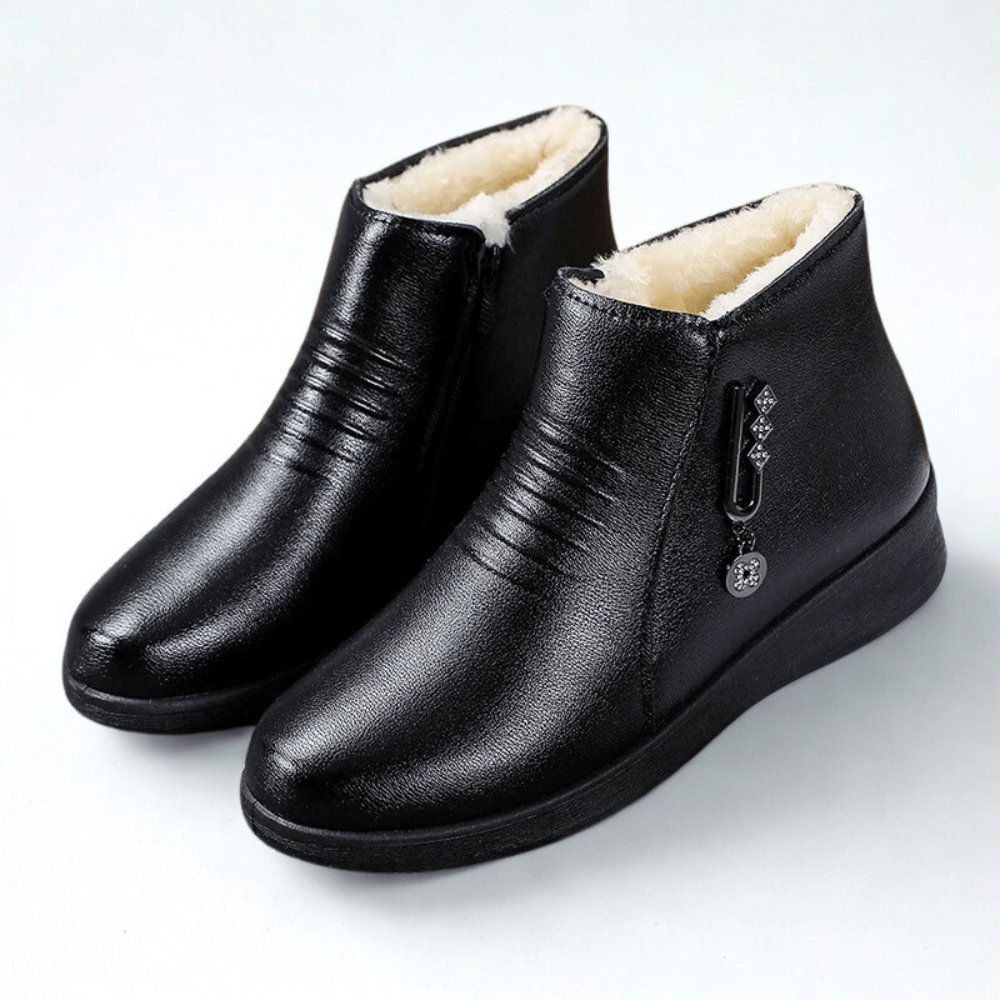 Corinna | Women's Fur-Lined Winter Ankle Boots - Black - Image 1