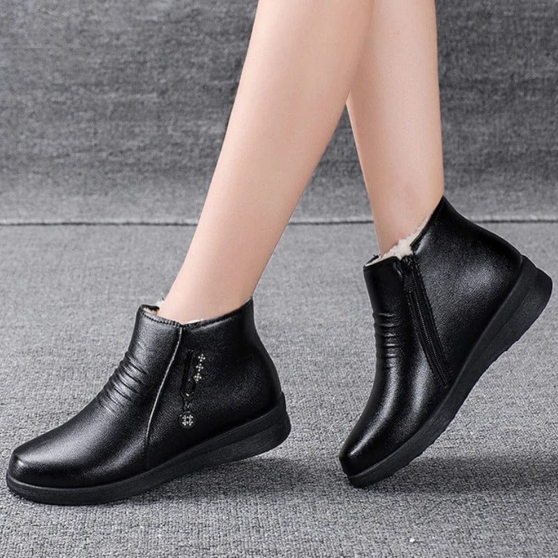 Corinna | Women's Fur-Lined Winter Ankle Boots - Black - Image 3