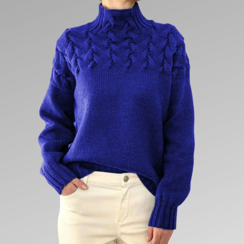 Corwen | Women's Cable Knit Turtleneck Sweater - Black - Image 5