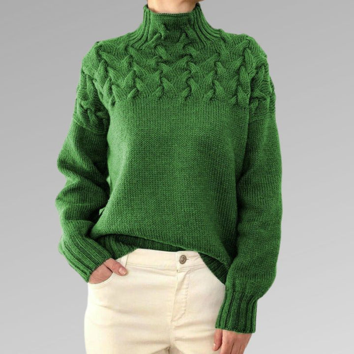 Corwen | Women's Cable Knit Turtleneck Sweater - Black - Image 6