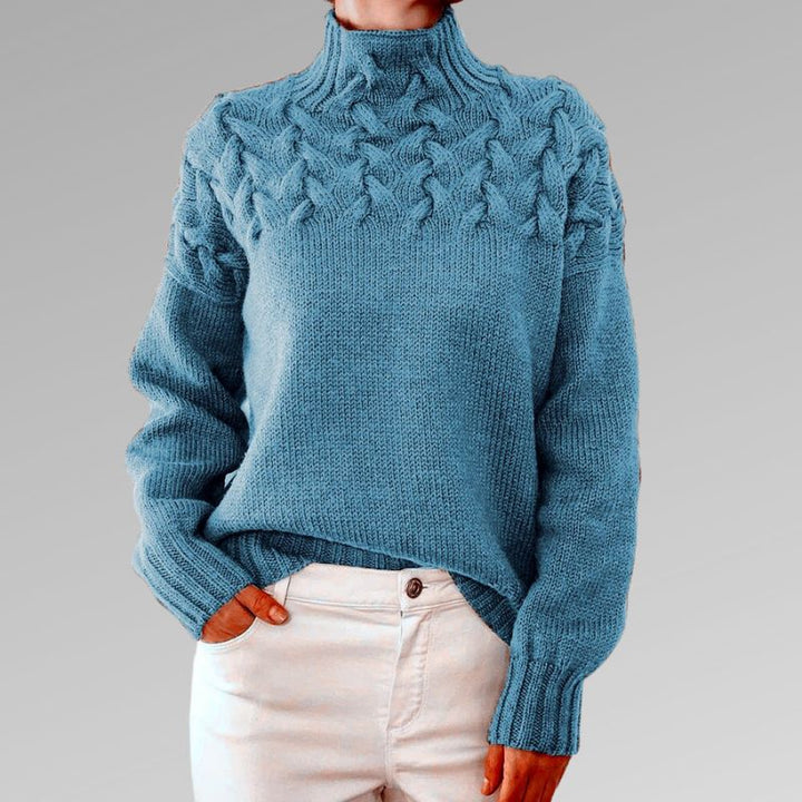 Corwen | Women's Cable Knit Turtleneck Sweater - Black - Image 8