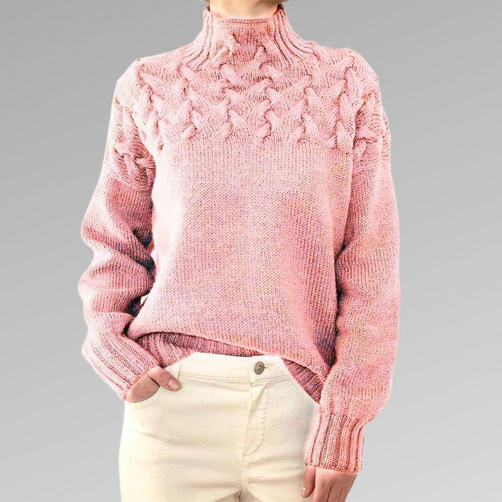Corwen | Women's Cable Knit Turtleneck Sweater - Black - Image 9